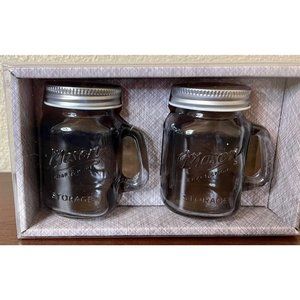 Mason Jar Farmhouse Salt and Pepper Shakers with Lids and Handles